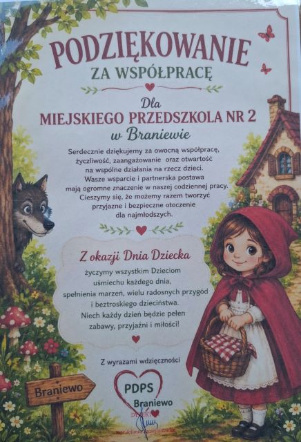podziekowanie pdps czerwony kapturek